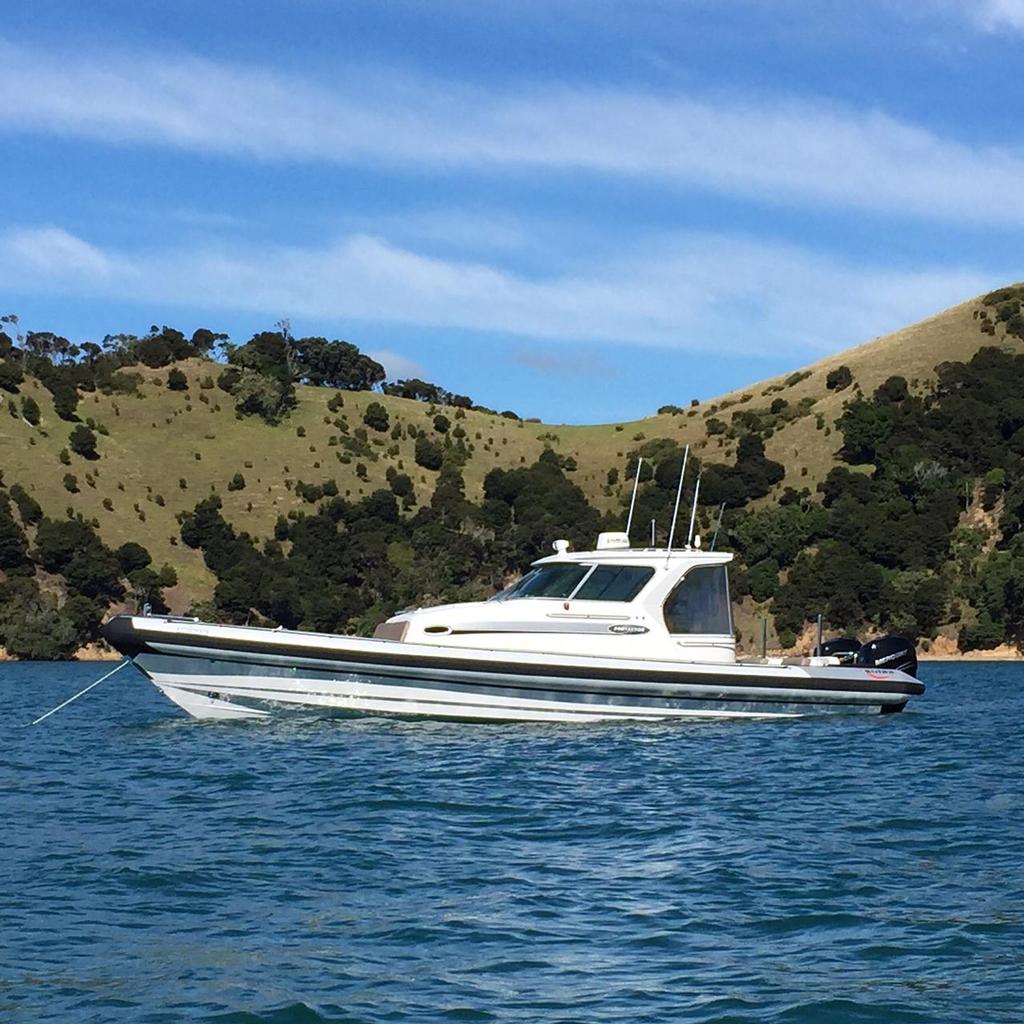 Meridian, a luxury multi-purpose custom Protector 38 with a new Hydro V hull. © Mike Rose